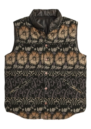 Ralph Lauren RRL floral-jacquard leather gilet - Black