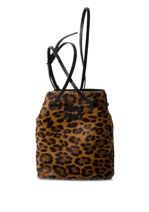 Miu Miu leopard-print logo-detail cross body bag - Brown