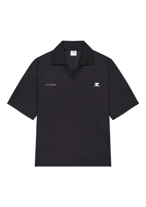 Courrèges V-neck logo-detail T-shirt - Black