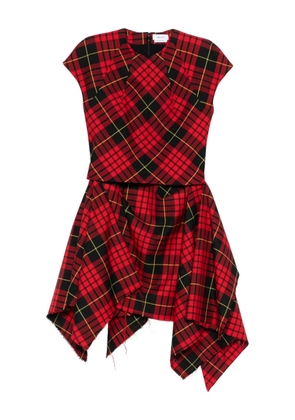 Alexander McQueen check draped mini dress - Red