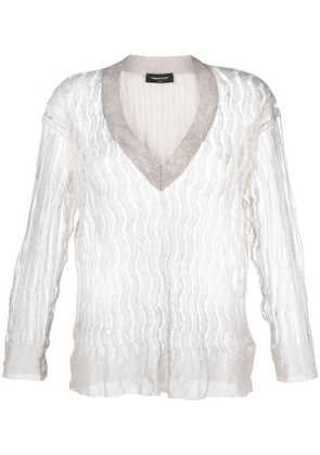 Fabiana Filippi open-knit V-neck jumper - Gold