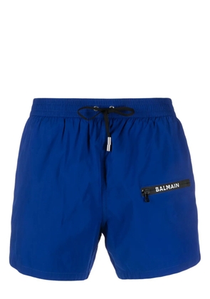 Balmain logo-print swim shorts - Blue