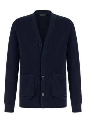 Boggi Milano ribbed patch pocket cardigan - Blue