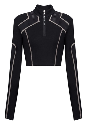 Balmain logo-print cropped top - Black
