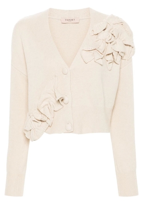 TWINSET floral-appliqué cardigan - Neutrals