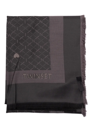 TWINSET monogram frayed scarf - Black