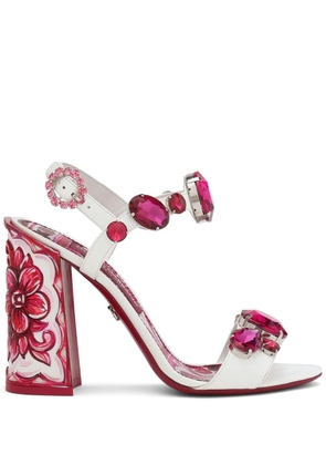 Dolce & Gabbana Majolica-print embellished sandals - White