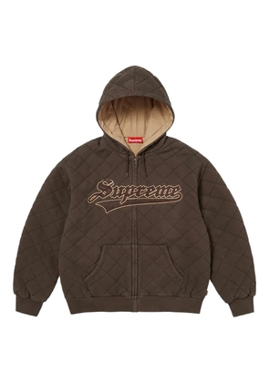 Supreme logo-patch quilted-pattern bomber jacket - Brown