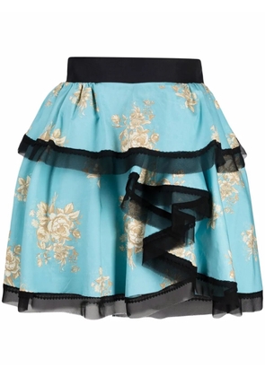 Ulyana Sergeenko asymmetric floral-print skirt - Blue