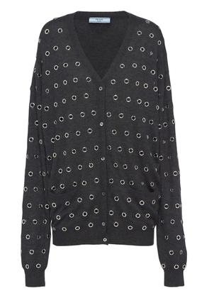 Prada eyelet-embellished cashmere cardigan - Grey