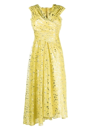 Talbot Runhof off-shoulder midi dress - Yellow