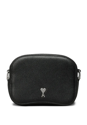 AMI Paris Ami de Coeur-plaque leather messenger bag - Black
