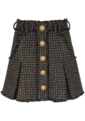 Balmain tweed pleated mini skirt - Black
