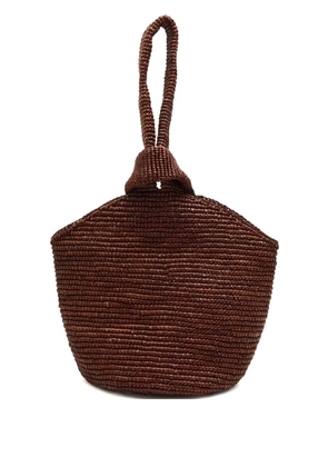 Sensi Studio mini Pullthrough raffia tote bag - Brown