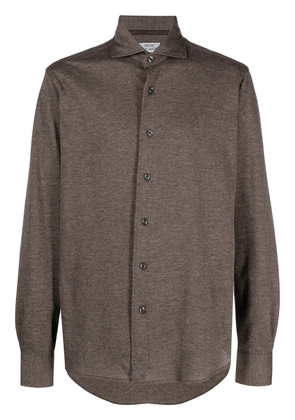 Orian spread collar piqué shirt - Brown