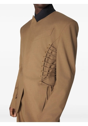 Mugler lace-up panel tailored jacket - Brown