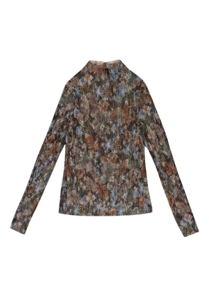 Callipygian floral pleated turtleneck 'Multi (Rainbow)' top - Black