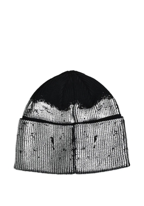 BREATH foil-print beanie hat - Black