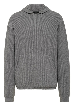 Prada ribbed-knit cashmere hoodie - Grey
