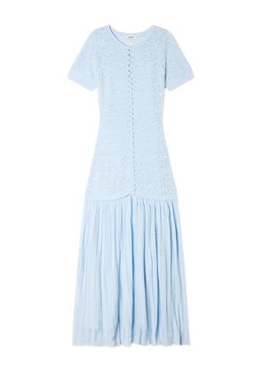 SANDRO textured embellished knitted dress - Blue