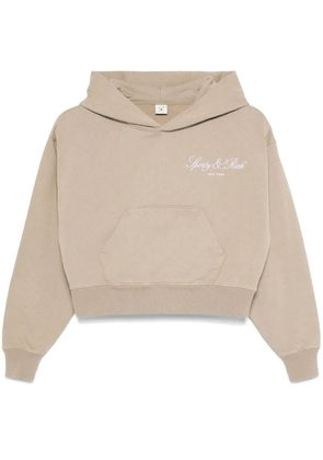 Sporty & Rich Vendome-script cropped hoodie - Neutrals