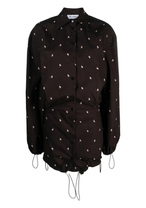 The Attico logo-print cotton shirt dress - Brown