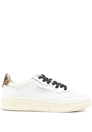Autry Medalist leopard-panel lace-up sneakers - White