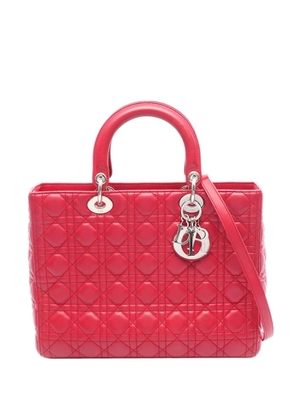 Christian Dior Pre-Owned 2010-2025 Large Lambskin Cannage Lady Dior satchel - Red