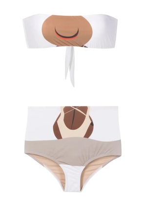 Amir Slama graphic-print bandeau bikini - Brown