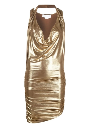 Genny metallic cowl-neck dress - Gold