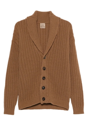 RAKKI ribbed shawl-collar cardigan - Brown