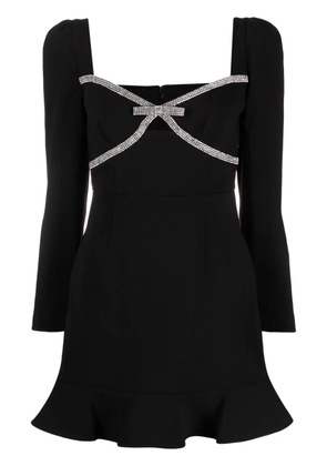 Self-Portrait bow-detail mini dress - Black
