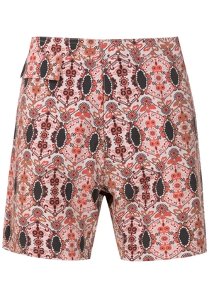 Amir Slama graphic-print concealed-fastening shorts - Brown