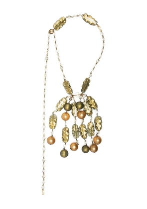 Giorgio Armani Pre-Owned 1990s leaf-motif beaded necklace - Gold