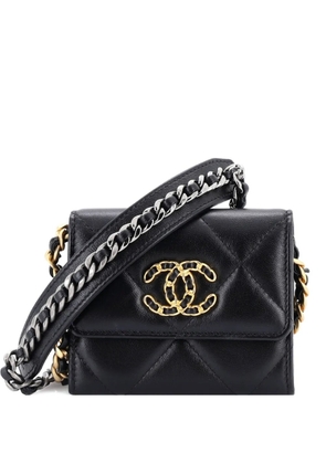 CHANEL Pre-Owned 19 Flap Coin Purse With Chain Quilted Leather crossbody bag - Black