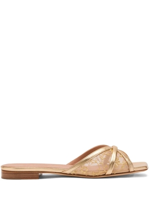 Malone Souliers Perla gold flower-embroidered flat sandals