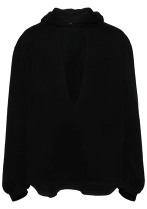 Random Identities plunge-V cotton hoodie - Black
