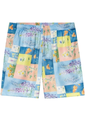John Elliott Super Bloom Grid-print shorts - Blue