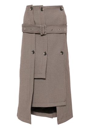 Rokh houndstooth belted midi skirt - Blue