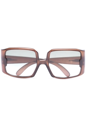 Christian Dior Pre-Owned 1970s CD plaque rectangle-framed sunglasses - Brown