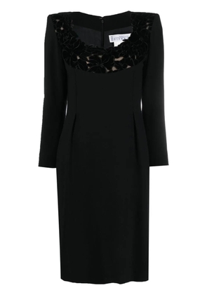 Givenchy Pre-Owned 1990s floral-motif long-sleeved dress - Black