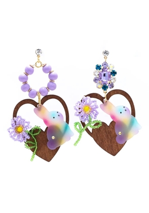 Amir Slama Bijoux heart-motif drop earrings - Purple