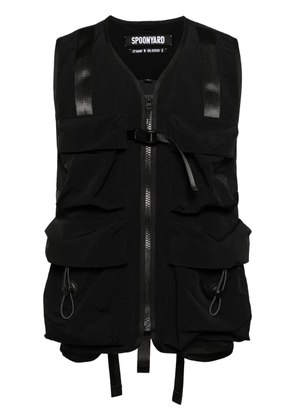 Spoonyard logo-appliquéd ripstop waistcoat - Black