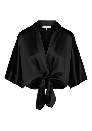 The Sei tie-front satin blouse - Black