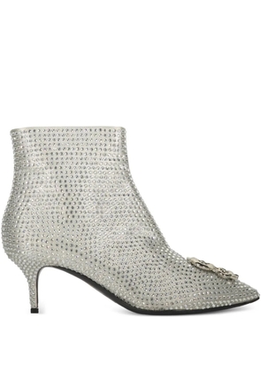 Moschino 60mm crystal-embellished kitten-heel ankle boots - Silver