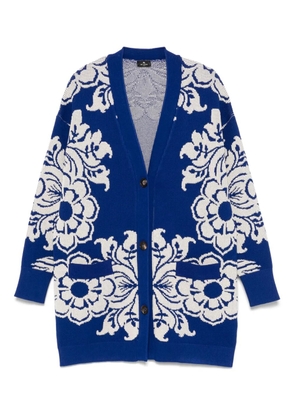 ETRO floral-jacquard cardi-coat - Blue