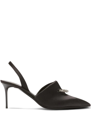 Balmain piercing-detail satin pumps - Black