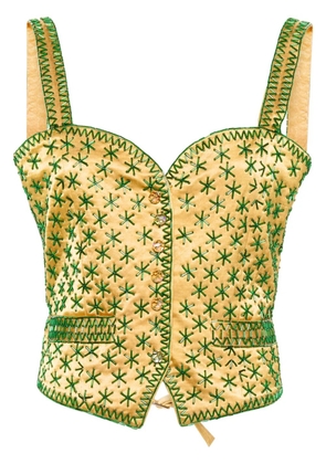 BODE embroidered-design tank top - Yellow