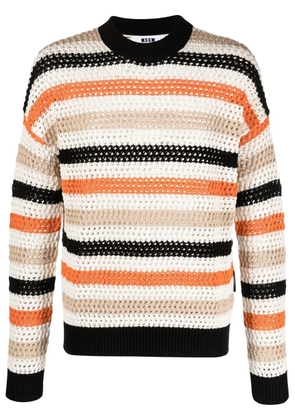 MSGM horizontal-stripe crew-neck sweater - Neutrals