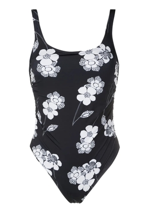 Amir Slama floral-print scoop-back swimsuit - Black